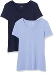 Amazon Essentials Women's Regular-fit Short-sleeve T-shirt Small, Purple/navy. Fixed Price $16.37.