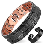 Magenergy Copper Bracelet For Men, 3X 9.0 Inch, Black Tread-carved+ring. Fixed Price $41.59.