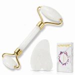 Yltneuqer Gua Sha Facial Massage Tool & Jade Roller Set, Middle, White. Fixed Price $16.36.