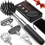 Gelibo Telescoping Large Back Scratcher With 5 Detachable Heads,rubber Handle.... Fixed Price $15.93.