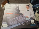 Sharper Image Powerboost Boots Air Compression Leg Recovery Massager Fits 25"+. Fixed Price $124.99.