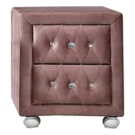 Benjara Rex 17" Modern Upholstered NIGHTSTAND-2 Drawer-crystal Handles-pink. Fixed Price $203.99.