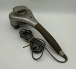 Brookstone Percussion Massager Handheld Dual Node Several Speed Tan Tested Works. Fixed Price $42.74.