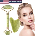 Natural Jade Roller Gua Sha Facial Board Set Massager Tool Anti Aging Us. Fixed Price $8.87.