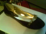 Kiss & Tell Black Patent Gold Chain Ballet Flat Cool Vibe Shoe 9 M. Fixed Price $34.99.