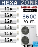 72000 Btu Hexa Zone Ductless Mini Split Air Conditioner - Heat Pump: 12000 6. Fixed Price $5748.81.