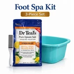 Foot Spa Kit Dr Teals Epsom Salt 3LB + Tub File Pedicure Set. Fixed Price $14.99.