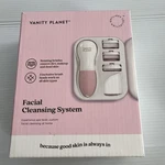 Vanity Planet Facial Cleansing System Rotating Three Brush Heads White & Pink. Fixed Price $24.99.