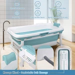 51" Portable Folding Bathtub W/thermal Cover Massage Roller Hand Hole For Adults. Fixed Price $159.97.