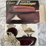 Vtg Oster 396-07A Infra-red Handheld Massager Vibrator Burgundy Heads. Fixed Price $36.00.