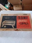 Sears Roebuck And Co, Foldaway Picnic Grill, Vintage, New Box, How-to Booklet. Fixed Price $99.00.