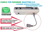 New Grey Connector Cable For Richmar Quattro 2.5 Muscle Stimulator Channel 1&2. Fixed Price $34.99.