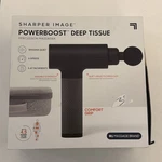 Sharper Image Powerboost Percussion Massage Gun, 6 Speeds, 5 Attachments, Whisp. Fixed Price $63.74.