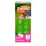 Children's Zyrtec 24-HR Allergy Relief Syrup Bubble Gum Flavor, 4OZ. Fixed Price $13.99.