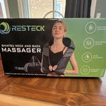 Resteck Shiatsu Neck & Back Massager Heated Adjustable Levels Black Leather. Fixed Price $58.99.