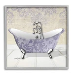 Stupell Industries Purple Damask Claw Foot Tub Bathroom, Design By Diane Stim.... Fixed Price $81.02.