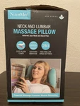 Nuvomed Neck And Back Lumbar Massage Pillow 18IN X 13IN Green Battery Travel. Fixed Price $33.99.