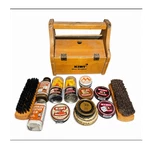 Kiwi Shoe Groomer Wooden Box Care Kit With Brushes, Leather Balm, And Polish. Fixed Price $29.99.