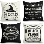 Hocus Pocus Pillow Covers Halloween Black White 18X18 4 Set Couch Sofa Decor SL5. Fixed Price $16.00.
