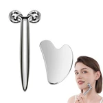 Infiniterelax 3D Gua Sha Facial Tools Metal Face Roller 2PCS, Silver. Fixed Price $26.62.
