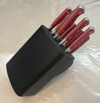 Sabatier 12-PIECE Forged Triple Rivet Knife Set With Edgekeeper Technology Red. Fixed Price $79.00.