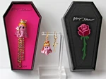 Betsey Johnson Pink Crystal Ghost Princess Fairy Wand Earrings & Brooch Nib. Fixed Price $49.29.