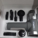 Xllent Percussion Massage Gun, 6 Heads, Rechargeable, Gray/silver. Fixed Price $33.99.