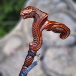 T-rex Dinosaur Walking Stick, Ergonomic Palm Grip Handle Wood Carved Cane.. Fixed Price $149.00.
